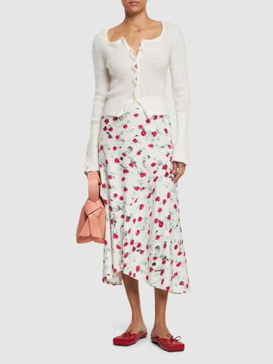 Marni: Printed satin asymmetric midi skirt - White/Multi - women_1 | Luisa Via Roma