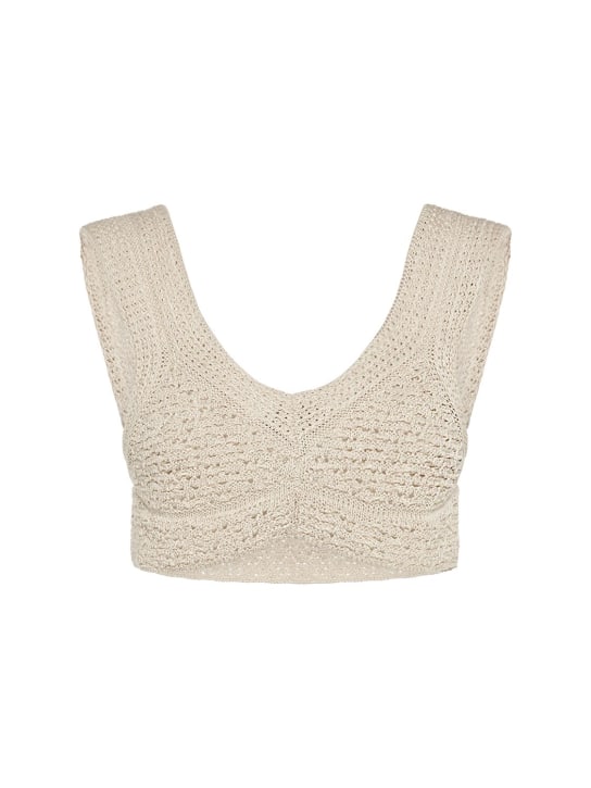 Bottega Veneta: Cotton crochet bra - Bone/Cloud - women_0 | Luisa Via Roma