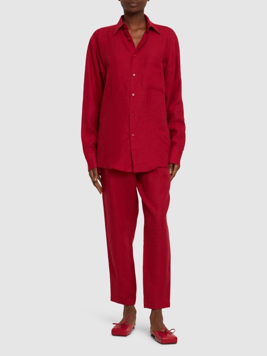 Lido: Leinenhemd mit Seitenschlitz - Rot - women_1 | Luisa Via Roma