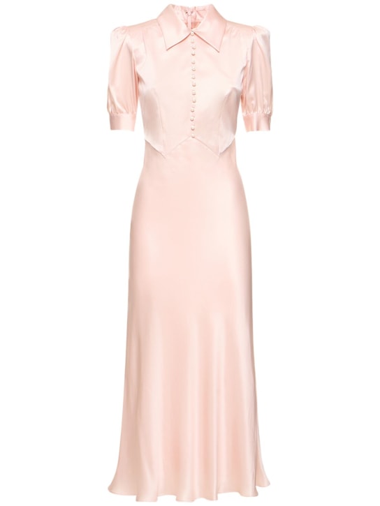 Alessandra Rich: Silk satin short sleeve long dress - Light Pink - women_0 | Luisa Via Roma