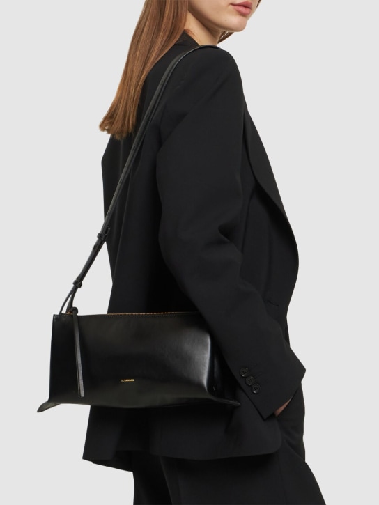 Jil Sander: Petit sac porté épaule en cuir - Noir - women_1 | Luisa Via Roma
