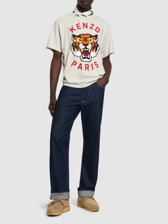 Kenzo Paris: Tiger print cotton jersey t-shirt - Grey - men_1 | Luisa Via Roma