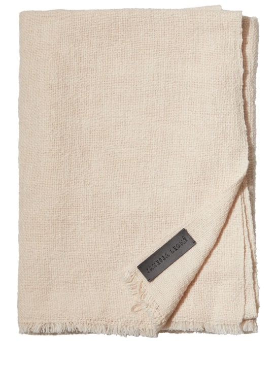 Janessa Leone: Handwoven cotton blanket scarf - Natural - women_1 | Luisa Via Roma