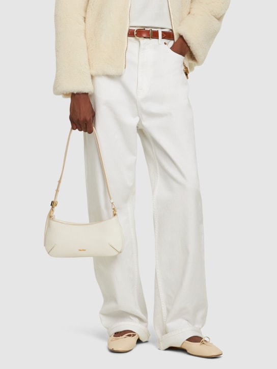 Max Mara: Daisy leather shoulder bag - Papier - women_1 | Luisa Via Roma