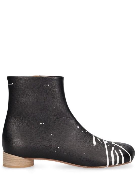 MM6 Maison Margiela: 30mm Leather ankle boots - Black - men_0 | Luisa Via Roma