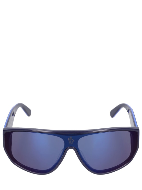 Moncler: Tronn Shield acetate mask sunglasses - Shiny Navy - men_0 | Luisa Via Roma