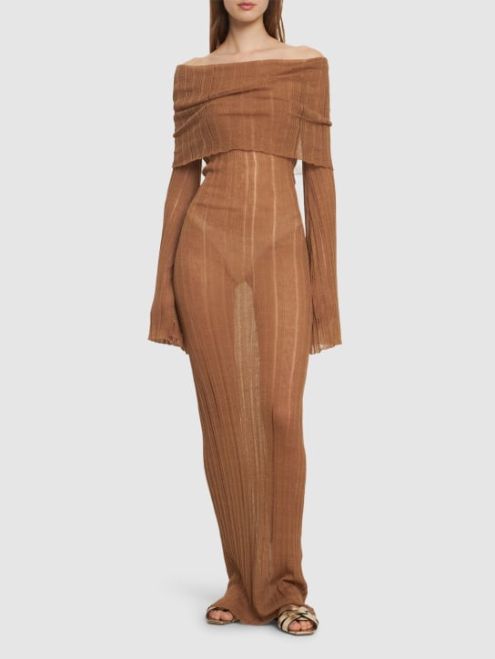 Aya Muse: Atra linen blend long dress - Brown - women_1 | Luisa Via Roma