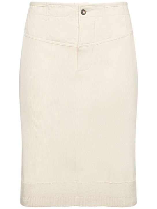 Bottega Veneta: Compact cotton rib jersey skirt - Sea Salt - women_0 | Luisa Via Roma