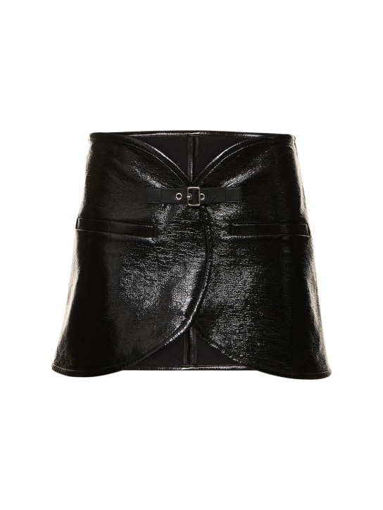Courreges: Ellipse vinyl mini skirt - Black - women_0 | Luisa Via Roma