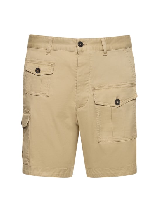 Dsquared2: Sexy Cargo stretch cotton shorts - Beige - men_0 | Luisa Via Roma