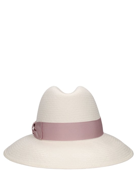 Borsalino: Claudette fine straw panama hat - White/Ortensia - women_0 | Luisa Via Roma