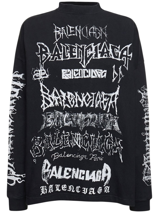 Balenciaga: LNY metal cotton t-shirt - Washed Black - women_0 | Luisa Via Roma