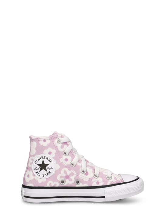 Converse: Embroidered flower canvas sneakers - Light Purple - kids-girls_0 | Luisa Via Roma