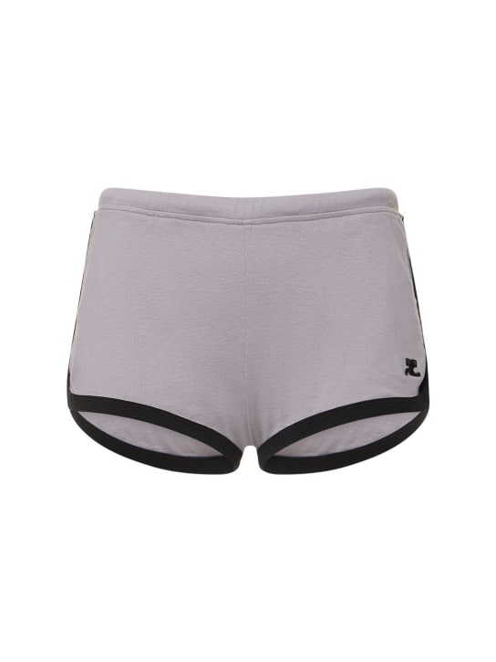 Courreges: Contrast cotton mini shorts - Grey - women_0 | Luisa Via Roma
