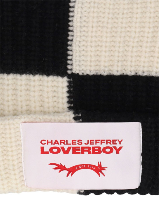 Charles Jeffrey LOVERBOY: Chunky Ears wool & nylon beanie - Black/White - men_1 | Luisa Via Roma
