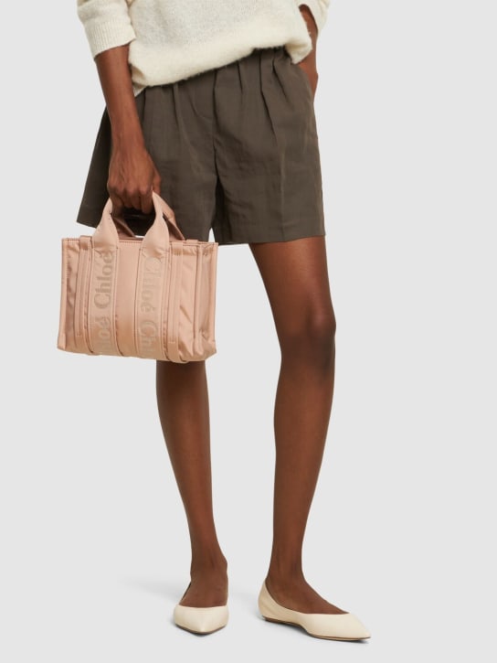 Chloé: Mini Woody nylon top handle bag - Rose Dust - women_1 | Luisa Via Roma
