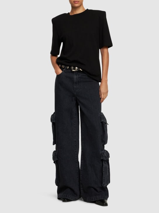 Amiri: Jeans cargo de denim de algodón - Negro - women_1 | Luisa Via Roma