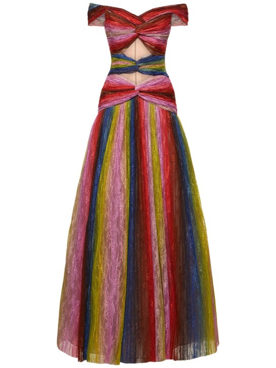 Costarellos: Vestido de encaje con aberturas - Multicolor - women_0 | Luisa Via Roma