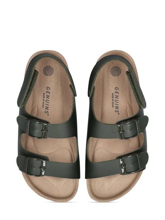 Genuins: Sandales en simili-cuir végan - Vert Foncé - kids-boys_1 | Luisa Via Roma