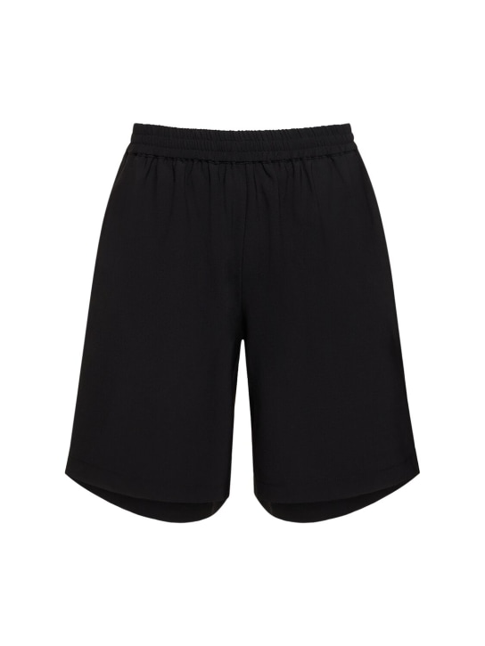 Bonsai: Basket fit wool blend shorts - Black - men_0 | Luisa Via Roma
