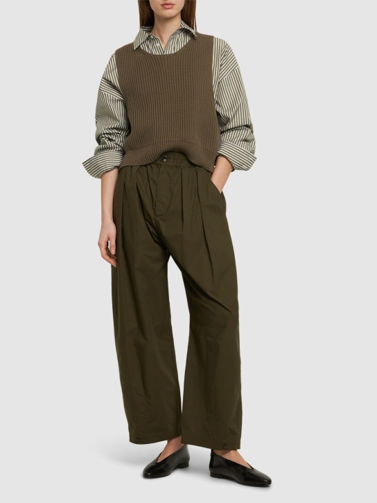 Soeur: Vernon cotton wide pants - Dark Khaki - women_1 | Luisa Via Roma