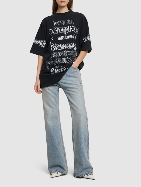Balenciaga: T-Shirts aus Baumwolljersey mit Logodruck „LNY“ - Schwarz Verblas - women_1 | Luisa Via Roma