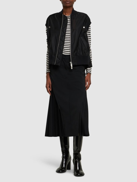 Sacai: Sleeveless nylon zip-up jacket - Black - women_1 | Luisa Via Roma