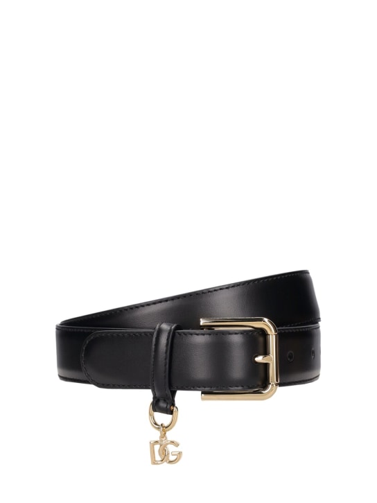 Dolce&Gabbana: Cintura in pelle 30mm - Nero - women_0 | Luisa Via Roma