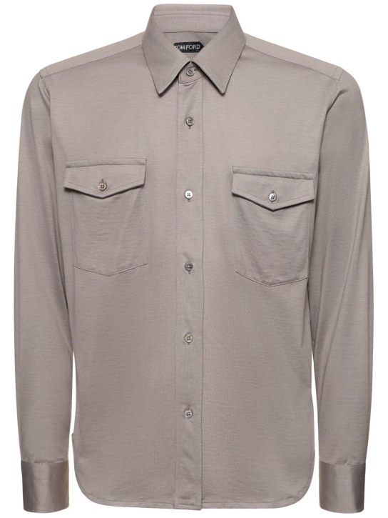 Tom Ford: Fluid silk & cotton shirt - Grey - men_0 | Luisa Via Roma