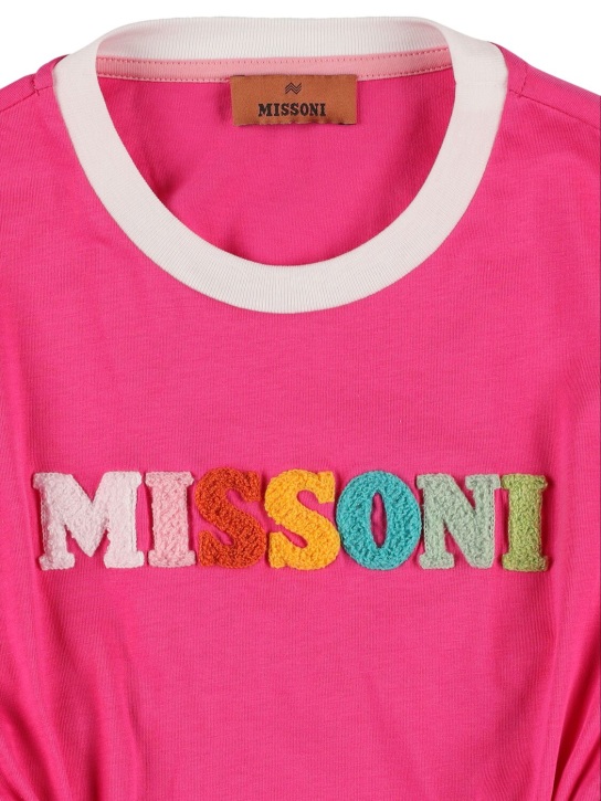 Missoni: Cotton jersey logo dress - Fuchsia - kids-girls_1 | Luisa Via Roma