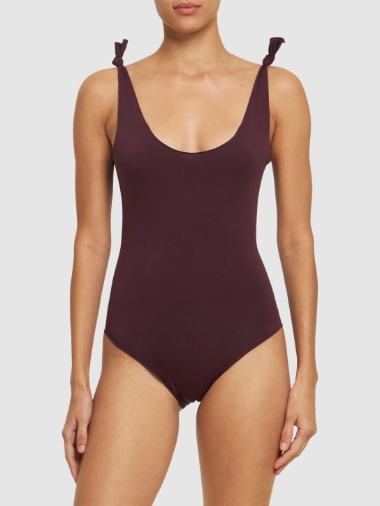 Isole & Vulcani: Seamless jersey one piece swimsuit - Dark Purple - women_1 | Luisa Via Roma