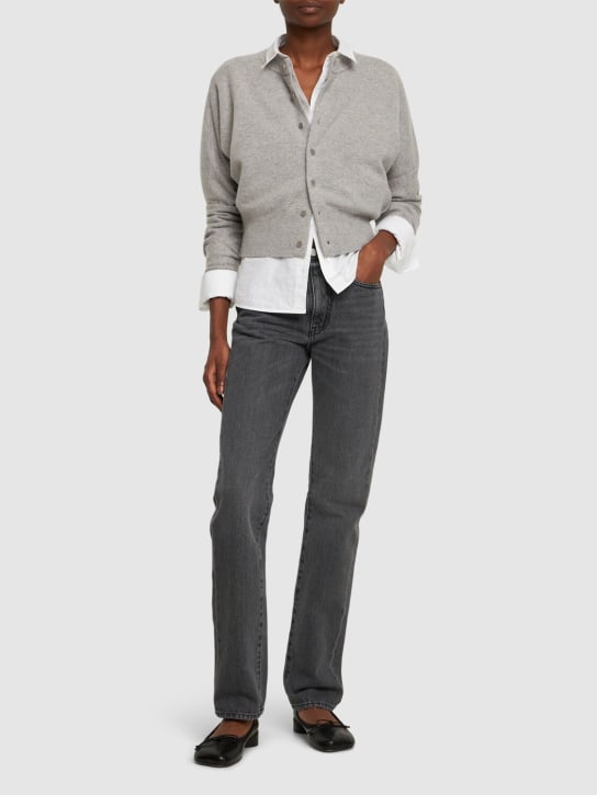MM6 Maison Margiela: High rise straight cotton jeans - Grey - women_1 | Luisa Via Roma