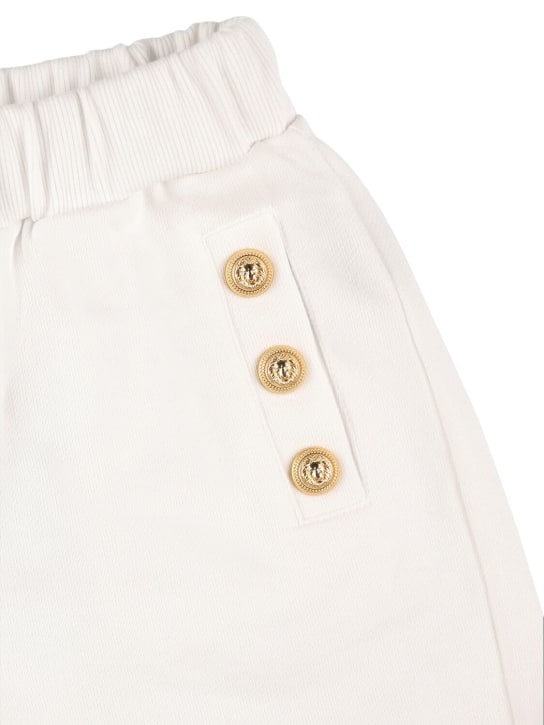 Balmain: Organic cotton sweat shorts - White - kids-girls_1 | Luisa Via Roma