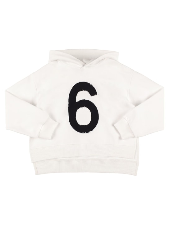 MM6 Maison Margiela: Logo cotton sweatshirt - White - kids-boys_0 | Luisa Via Roma