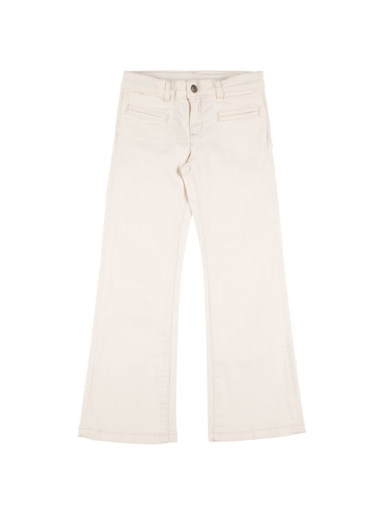 Bonpoint: Stretch cotton denim jeans - White - kids-girls_0 | Luisa Via Roma