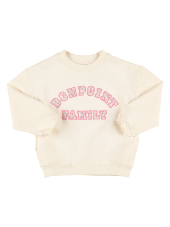 Bonpoint: Cotton sweatshirt - White - kids-girls_0 | Luisa Via Roma