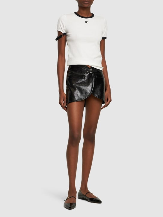 Courreges: Ellipse vinyl mini skirt - Black - women_1 | Luisa Via Roma