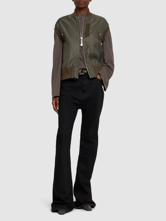 Sacai: Sleeveless nylon zip-up jacket - Taupe Grey - women_1 | Luisa Via Roma