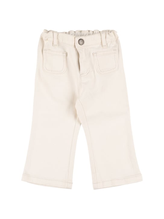 Bonpoint: Stretch cotton denim jeans - White - kids-girls_0 | Luisa Via Roma