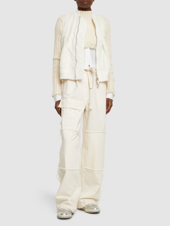 Sacai: Sleeveless nylon zip-up jacket - Ivory - women_1 | Luisa Via Roma
