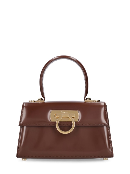 Ferragamo: Small Iconic top handle bag - Cocoa Brown - women_0 | Luisa Via Roma