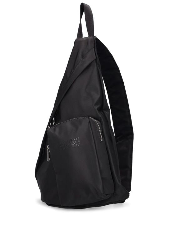 MM6 Maison Margiela: Logo nylon body backpack - Black - men_1 | Luisa Via Roma