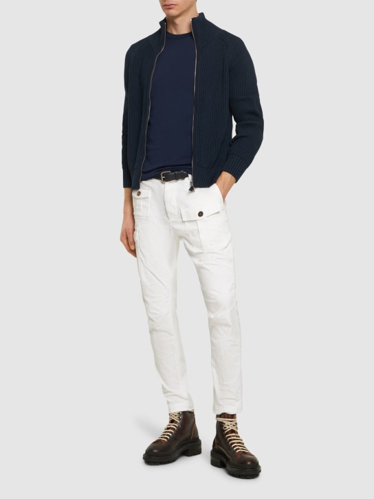 Dsquared2: Sexy Cargo stretch cotton pants - White - men_1 | Luisa Via Roma