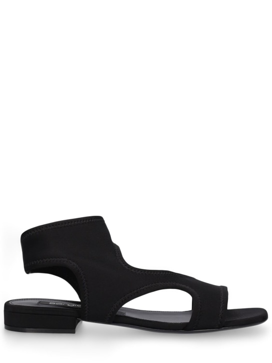 Sergio Rossi: 15mm Nylon stretch flat sandals - Black - women_0 | Luisa Via Roma