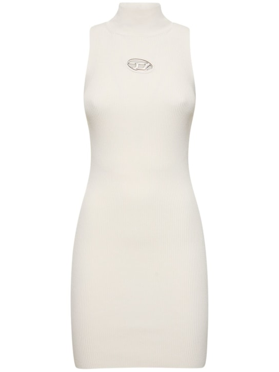 Diesel: M-Onervax rib viscose mini dress - White - women_0 | Luisa Via Roma