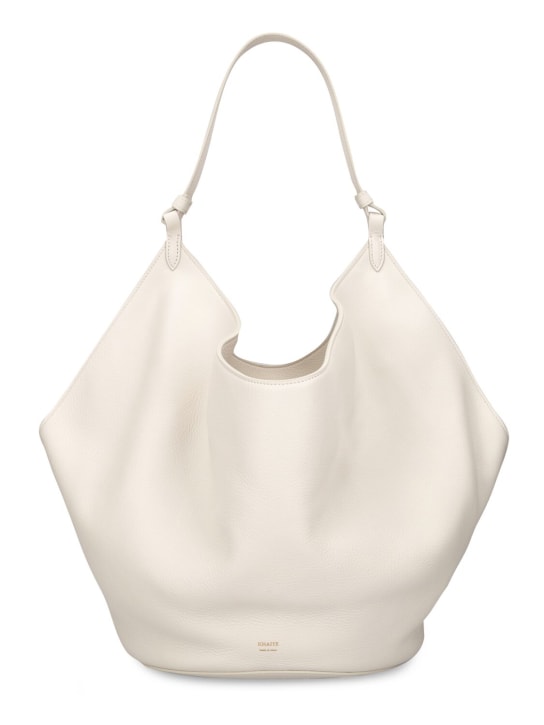 Khaite: Medium Lotus smooth leather tote bag - Off White - women_0 | Luisa Via Roma