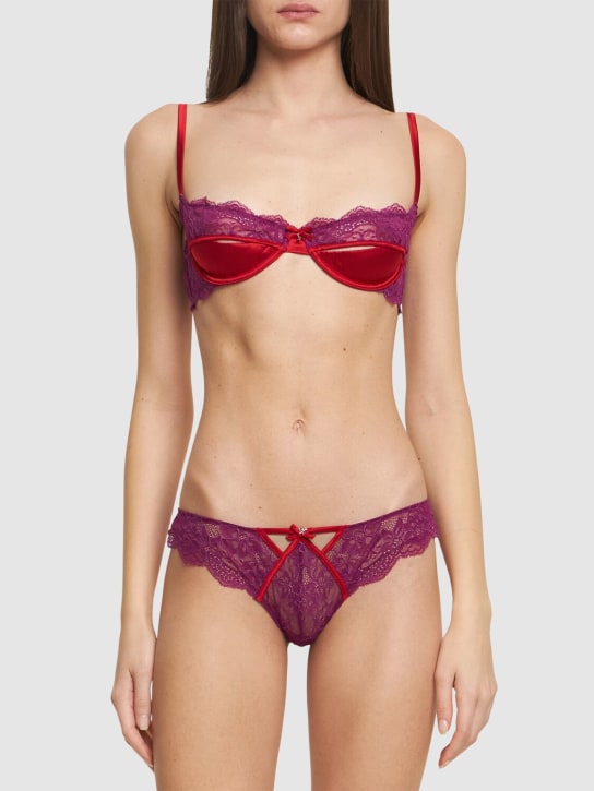 Fleur Du Mal: Naomi cheeky lace briefs - Red/Purple - women_1 | Luisa Via Roma