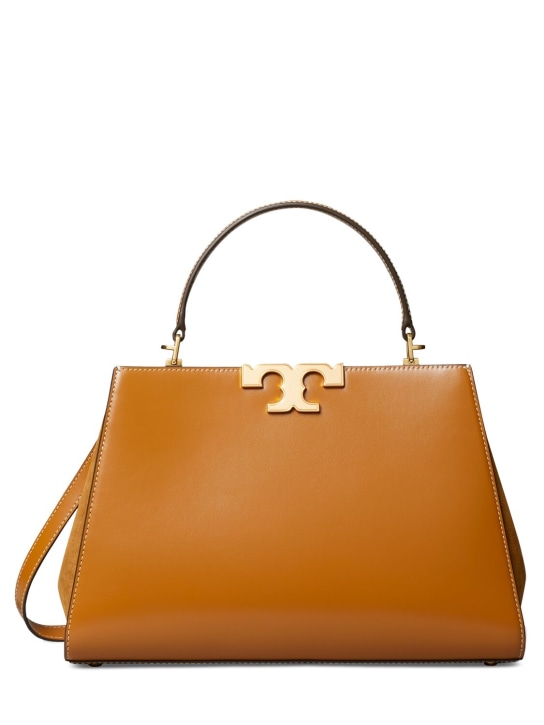 Tory Burch: Eleanor satchel leather tote bag - Whiskey - women_0 | Luisa Via Roma