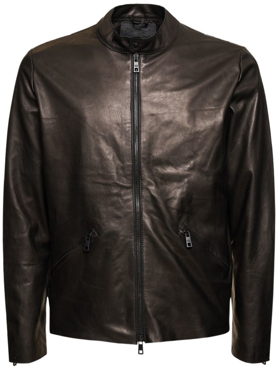 Giorgio Brato: Natural leather biker jacket - Black - men_0 | Luisa Via Roma