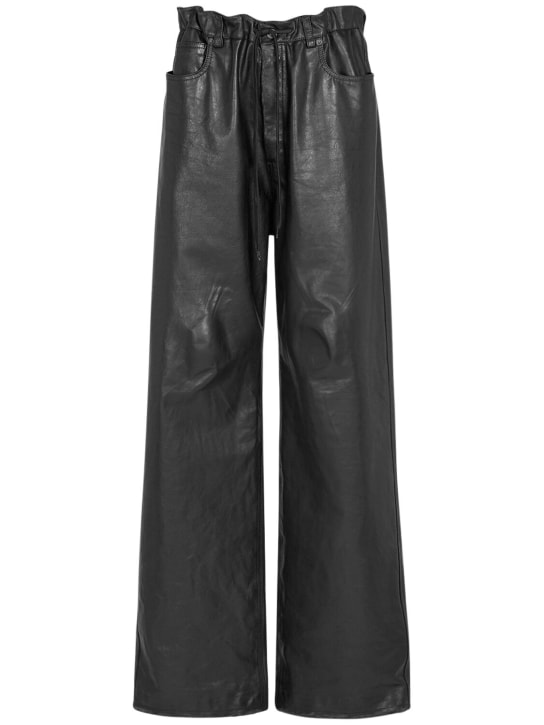 Balenciaga: Oversized leather baggy pants - Black - women_0 | Luisa Via Roma